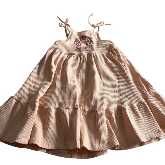 Tocoto Vintage Girls Light Peach Island Tour Ribbed Cotton Sundress size 2 - Picture 5 of 8